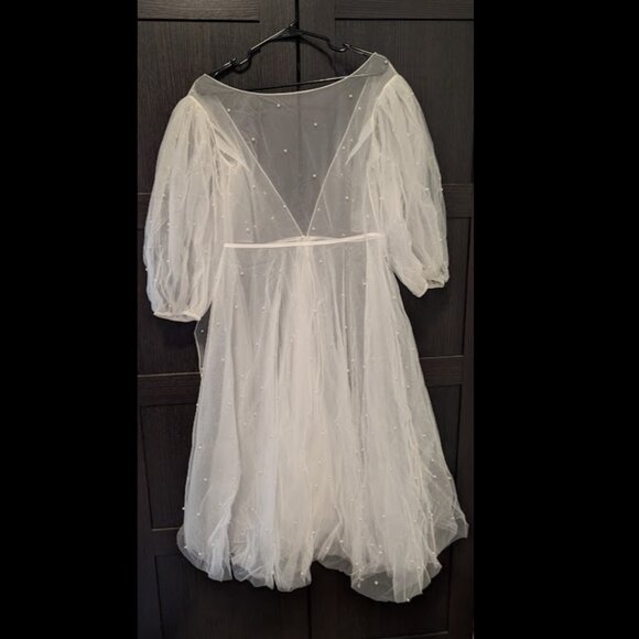 Custom Wedding Dress, Fits like X-Large, Sheer Pearl Overlay with Liner - Picture 1 of 4
